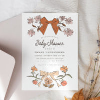 Einladung zur Babyparty mit Schleifen und Blumen