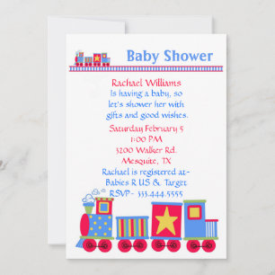 Einladung zur Babyparty mit Spielzeugzug