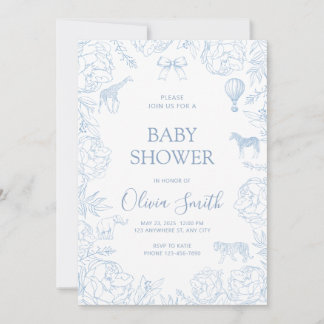 Einladung zur Babyparty mit Tier-Motto Baby Junge 