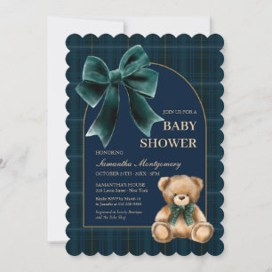 Einladung zur Babyparty mit vornehm gestreiftem Te
