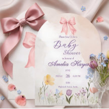 Einladung zur Babyparty mit Wasserfarben und rosa 