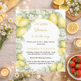 Einladung zur Babyparty mit Zitronen-Zitrus-Motiv