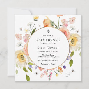 Einladung zur Babyparty 'Mom to BEE Floral'