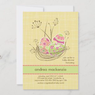 Einladung zur Babyparty 'Natur Nest'