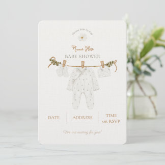 Einladung zur Babyparty Neutral Braun Rustikal