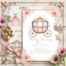 Einladung zur Babyparty Prinzessinnen-Kutsche