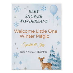 Einladung zur Babyparty Reh Winterwunderland Poster