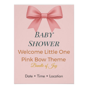 Einladung zur Babyparty Rosa Schleife Bündel d Poster