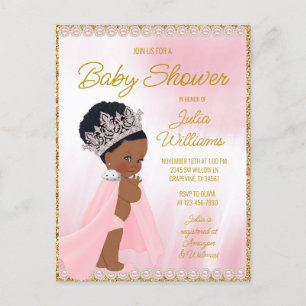 Einladung zur Babyparty Schwarze Prinzessin Postkarte