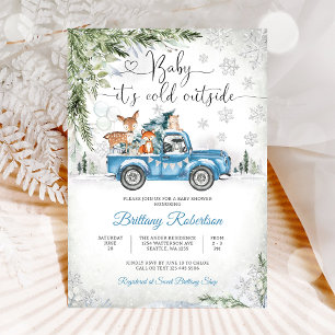 Einladung zur Babyparty: Winterwaldtiere