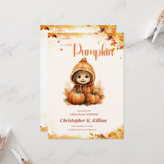 Einladung zur bearbeitungsfähigen Klein-Pumpkin-Ki (Vorderseite/Rückseite Beispiel)
