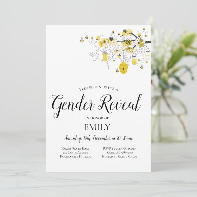 Einladung zur Bee Baby Shower (Stehend Vorderseite)
