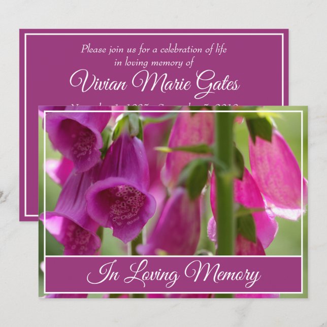 Einladung zur Beerdigung der Wildblume (Vorne/Hinten)