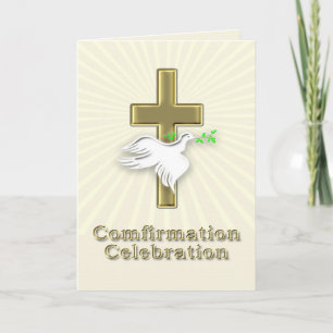 Einladung zur Bestätigung mit einem goldenen Kreuz