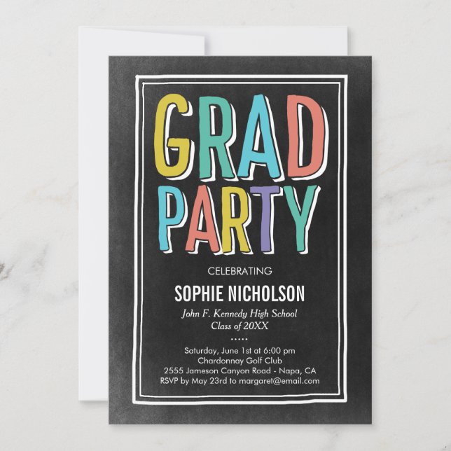 Einladung zur Big News Graduation Party Chalk (Vorderseite)