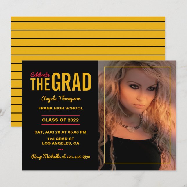 Einladung zur Black and Gold Graduation Party (Vorne/Hinten)