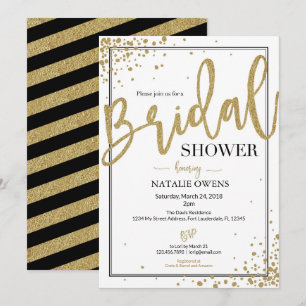 Einladung zur Black and Gold Sparkle Bridal Dusche