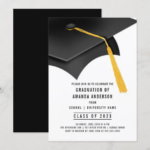 Einladung zur Black Grad Cap Graduation Party