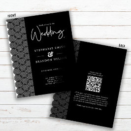 Einladung zur Black & White Lace Hochzeit Flyer