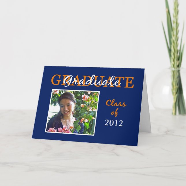 Einladung zur blauen/orangefarbenen Graduierungspa (Vorderseite)
