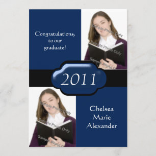 Einladung zur Blue Double Foto Graduation Party