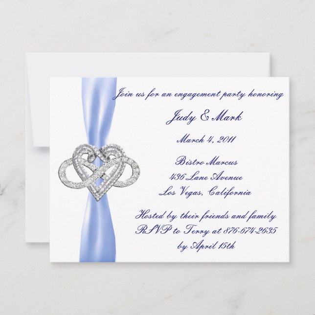 Einladung zur Blue Infinity Heart Engagement Party (Vorderseite)