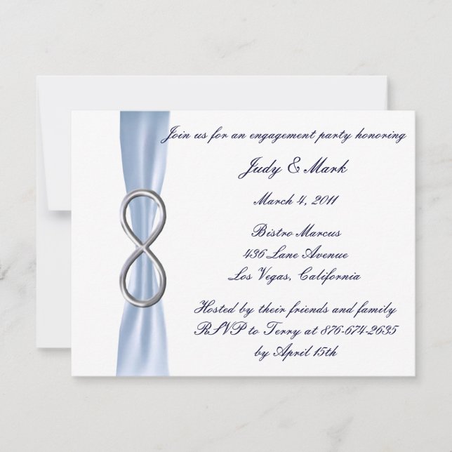 Einladung zur Blue Infinity Wedding Engagement Par (Vorderseite)