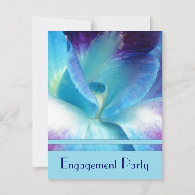 Einladung zur Blue Orchid Engagement Party (Vorderseite)