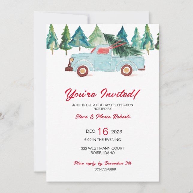 Einladung zur Blue Truck Holiday Party (Vorderseite)