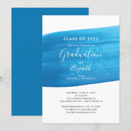 Einladung zur Blue Watercolor Graduation Party