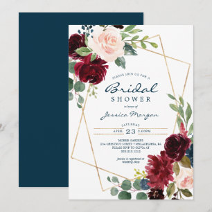 Einladung zur Blumendusche der Burgundy Navy