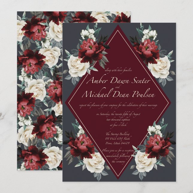 Einladung zur Blumenhochzeit (Vorne/Hinten)