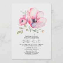 Einladung zur Blumenhochzeit - Aquarellfarben-Blum