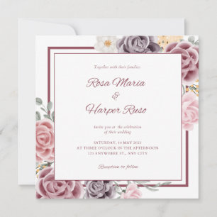 Einladung zur Blumenhochzeit mit Foto auf der Rück