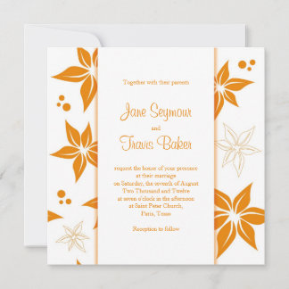 Einladung zur Blumenhochzeit - Orange und Weiß