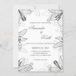 Einladung zur blumenklassischen Schwarz-Weiß-Hochz
