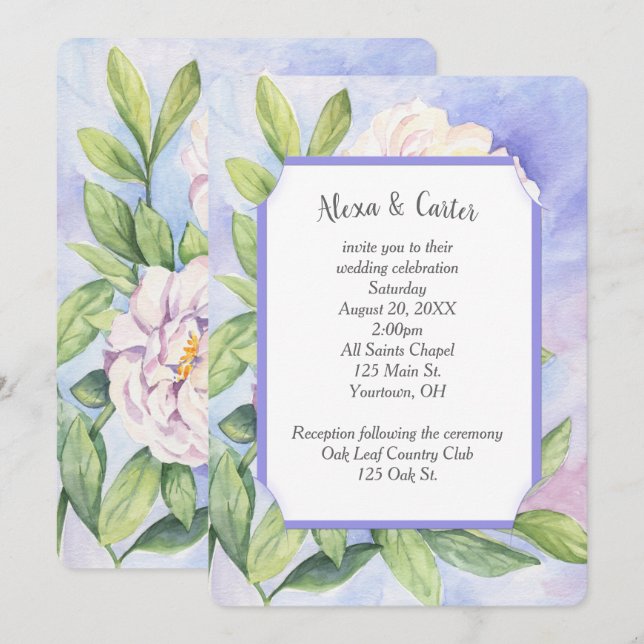 Einladung zur Blumenwasserfarbe (Vorne/Hinten)