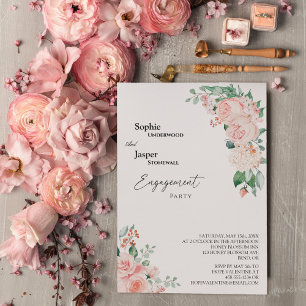 Einladung zur Blush Floral White Engagement Party