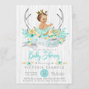 Einladung zur Boho-Prinzessin-Baby-Party mit Gewei