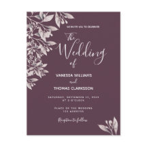 Einladung zur botanischen Hochzeit lila Schriften