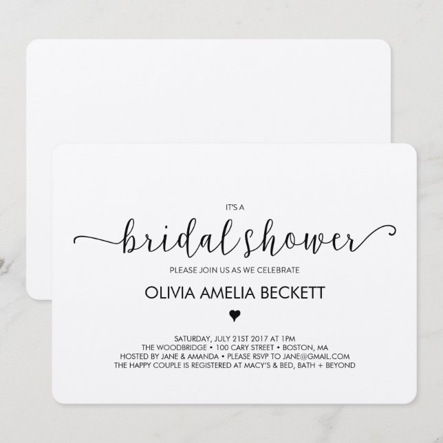 Einladung zur Brautdusche - Kraft (Vorne/Hinten)