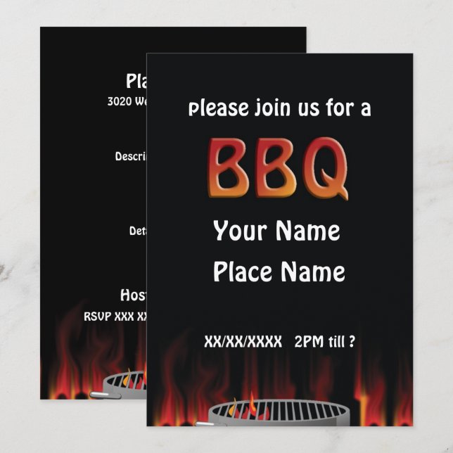 Einladung zur brennenden heißen GRILLEN (Vorne/Hinten)