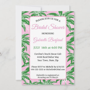 Einladung zur Bridal Shower mit rosa und grünen Pa