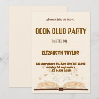 Einladung zur Buchclub-Party – Gemütliche Lesernac