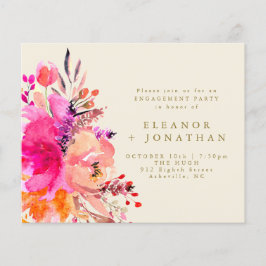 Einladung zur "Budget Pink Gold Floral Engagement