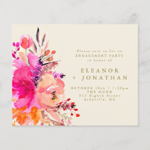 Einladung zur "Budget Pink Gold Floral Engagement 