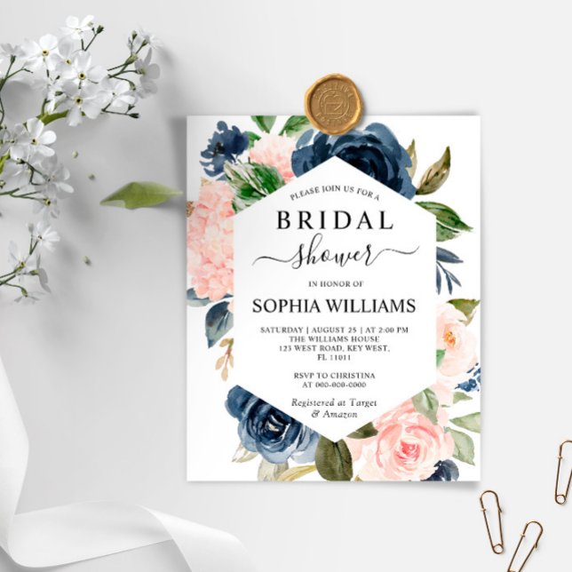 Einladung zur Budgetnavy & Pink Frame Bridal Dusch (Von Creator hochgeladen)