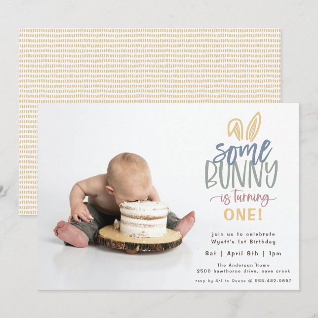 Einladung zur Bunny Birthday Party Foto (Vorne/Hinten)