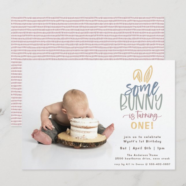 Einladung zur Bunny Birthday Party Foto (Vorne/Hinten)
