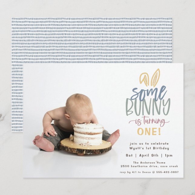 Einladung zur Bunny Birthday Party Foto (Vorne/Hinten)